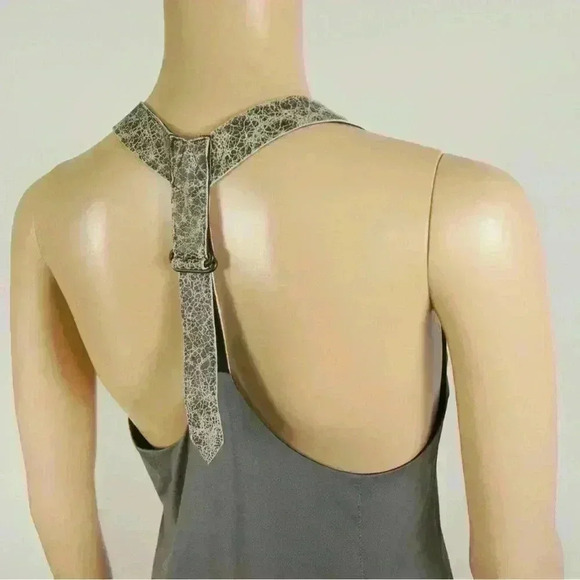 Rag & Bone New York Leather Trim Grey High Low Sleeveless Tank Top - Picture 5 of 7